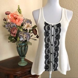 Love Scene Knit Racerback Shark-bite Tank Top